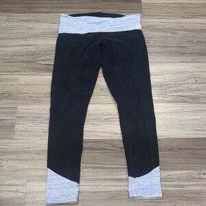 Aerie vintage/Y2K black Leggings with blue fold over waistband
